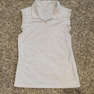 Birdies White Sleeveless Ruffle Collar Tank